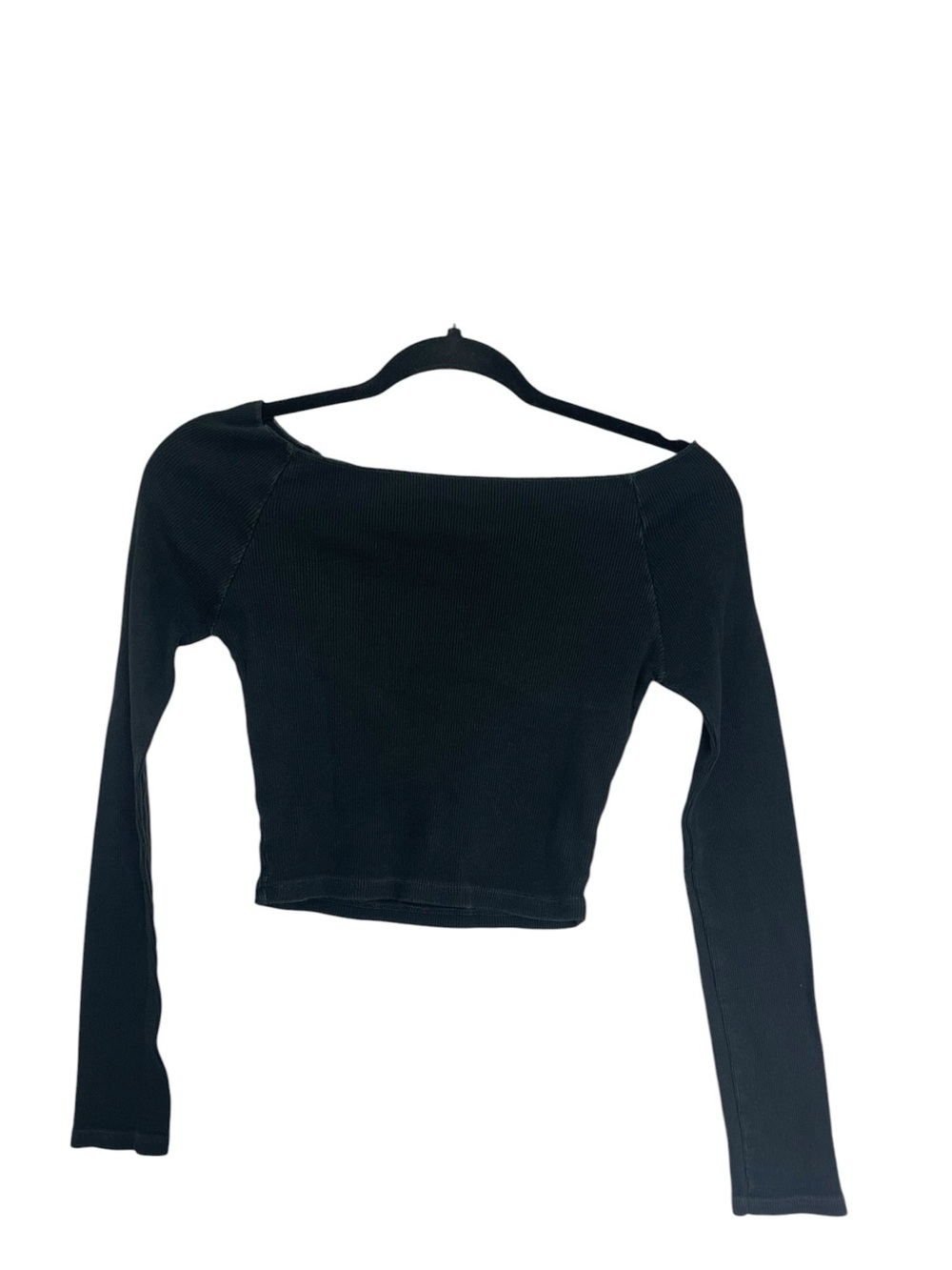 Brandy Melville Black Long Sleeve Cropped Boatneck Top